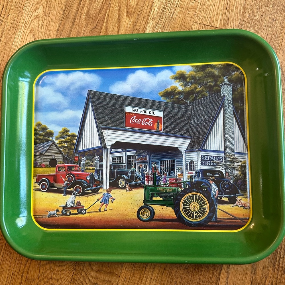 Coca Cola / John Deere Green Retro Gas Station Tray